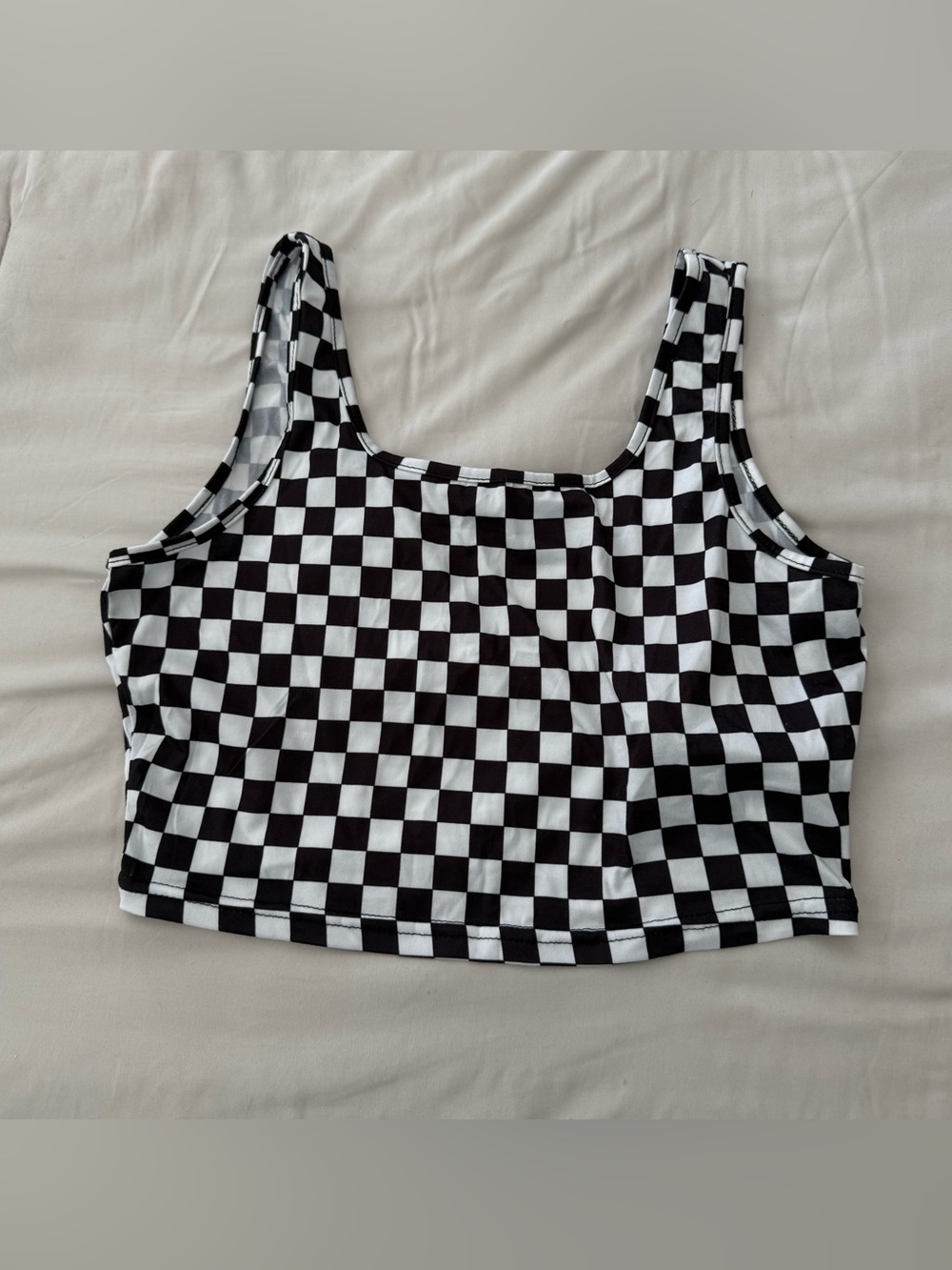 Checkerboard Crop Tank Top - Black & White size L